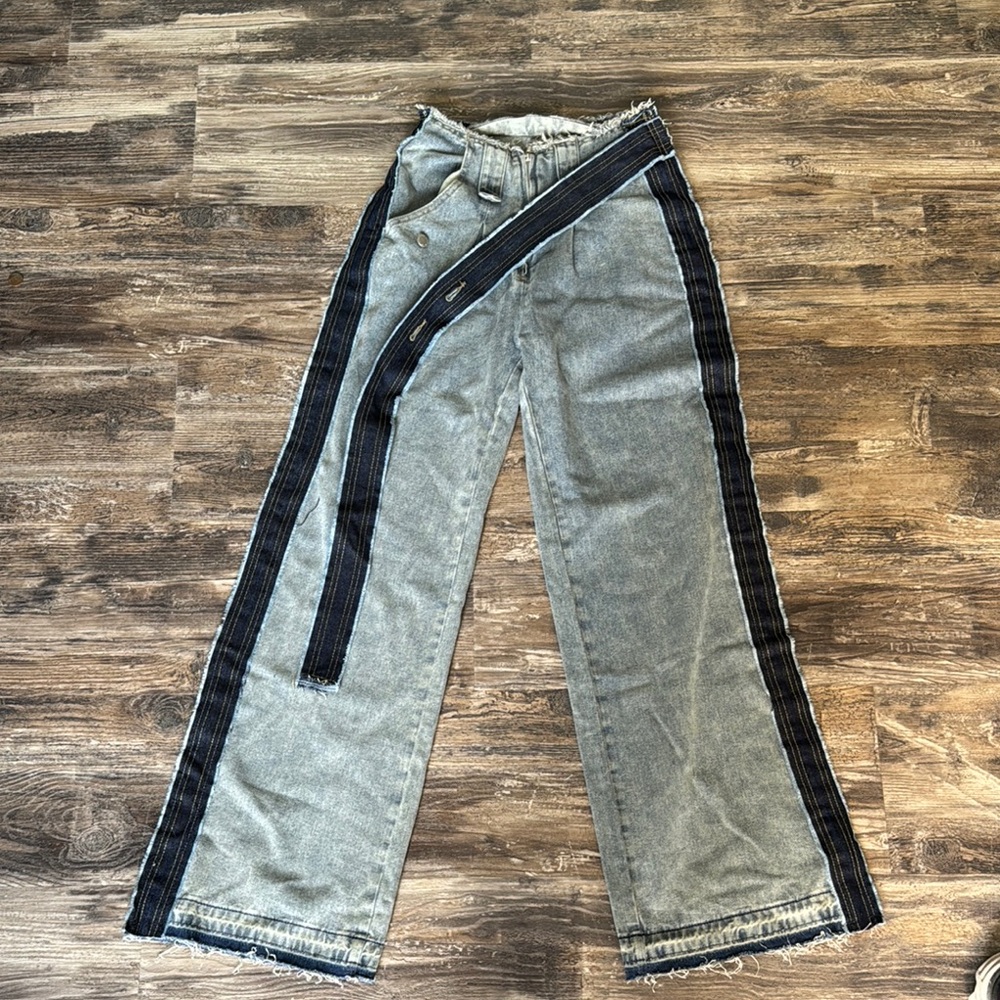 Stylish Two-Tone Denim Pants